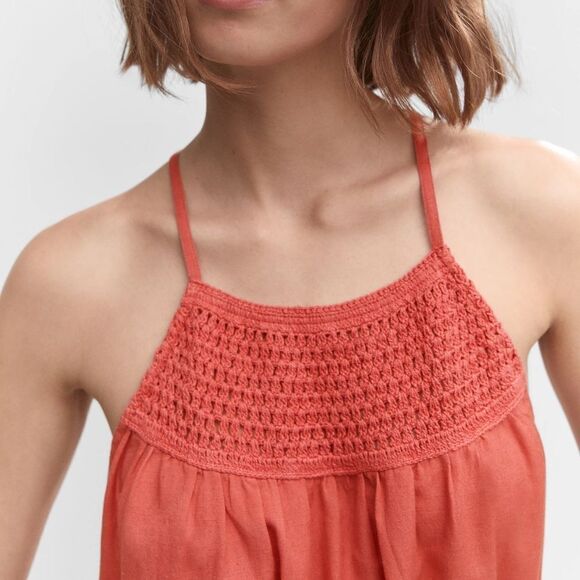 Mango open back jumpsuit with halter neck crochet details - Picture 2 of 6